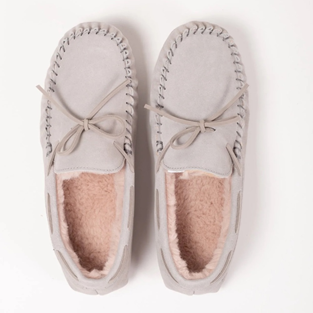 PACAS FOG GRAY ALPACA LINED MOCCASIN SLIPPER